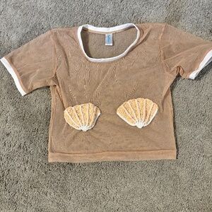 Andi Bagus Millie Mesh Tee with crochet shells